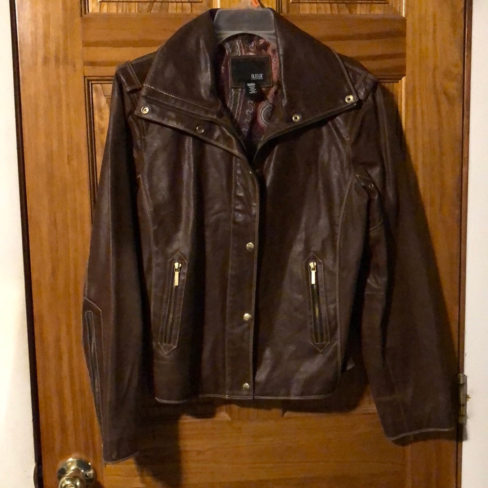 a.n.a Brown Leather Jacket